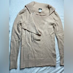 Jcrew Women's Cashmere Wool Blend 1/2 Zip Collat Sweater Light Cream / Tan XS